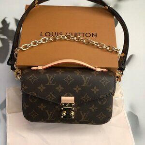 Louis Vuitton Monogram Satchel with Gold Hardware and Tan Accents